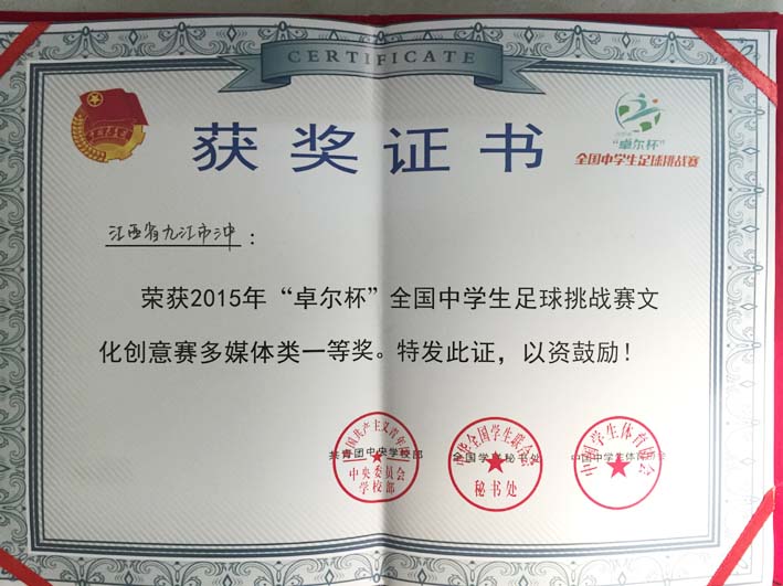 我校作品在全国中学生足球文化创意赛中获得多媒体类一等奖